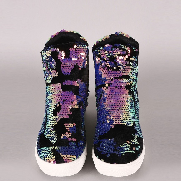 NEW🔥Sequin Holographic Ankle Booties Sneaker sz 9 - Picture 4 of 6